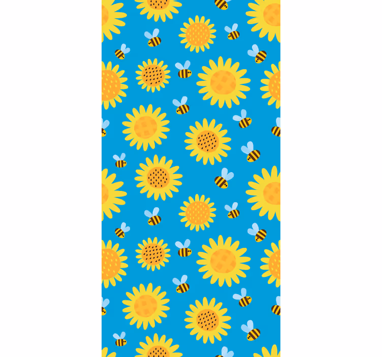 Soligt blommönster Tapet blommor - Tenstickers