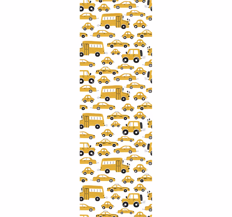 Söt design gul bil modern tapet - Tenstickers