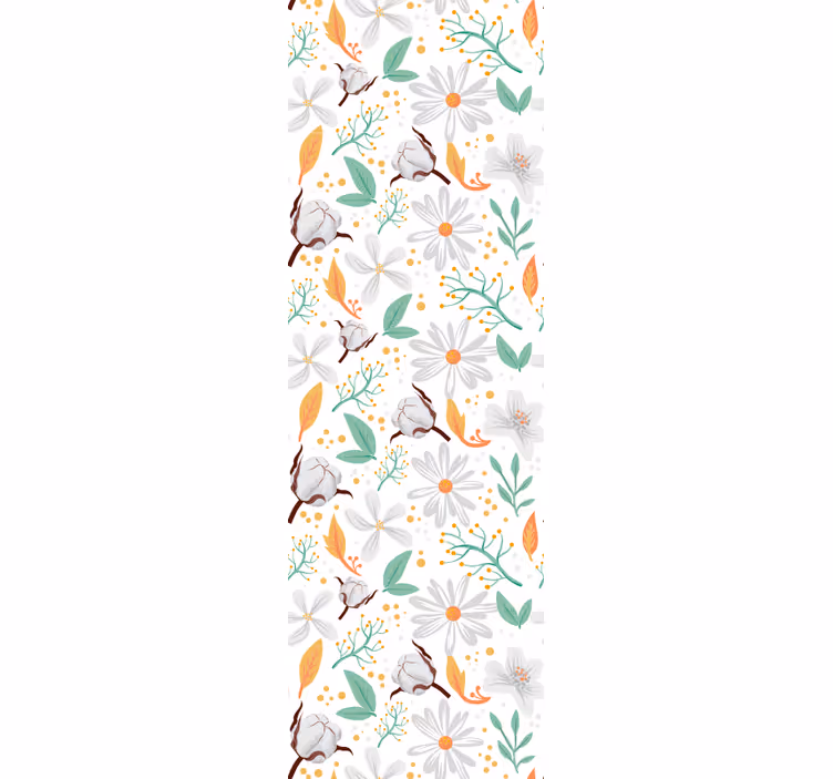 Blommor på en vit bakgrund blommig tapet - Tenstickers