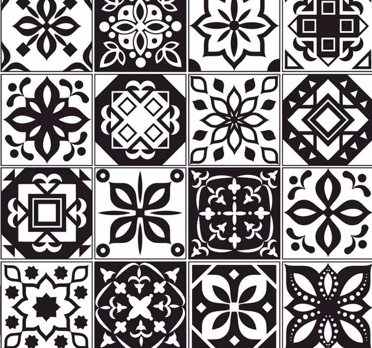 Arabesque - svartvit dekorativ tapet - Tenstickers