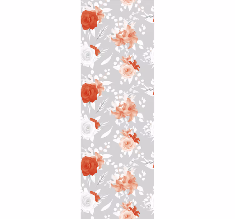 Rött och grått tryck polish blomtapeter - Tenstickers