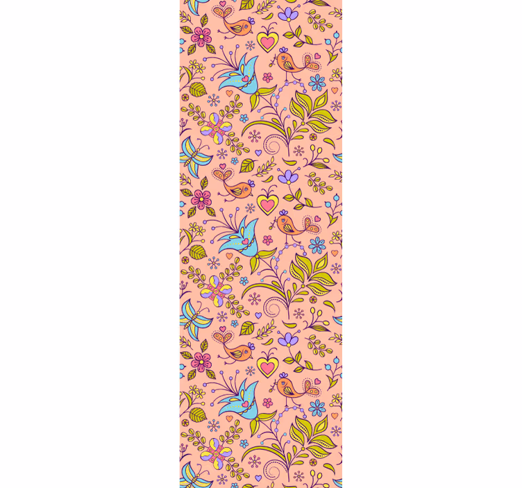 Blommigt fågelmotiv Tapet prydnadsföremål - Tenstickers