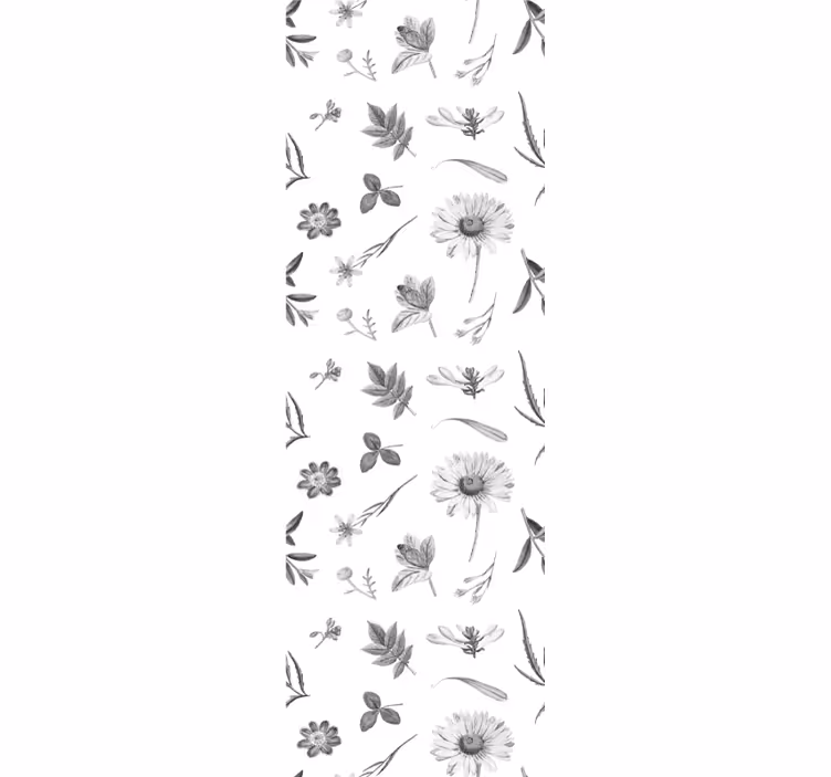 Blommiga skisser Tapet blommor - Tenstickers
