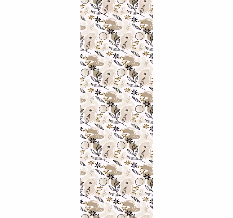 Snygg beige bladmönster blommig tapet - Tenstickers