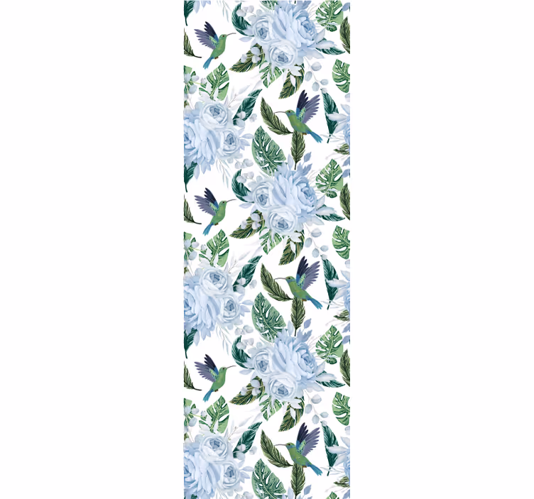 Blommig kolibri design Tapet blommor - Tenstickers