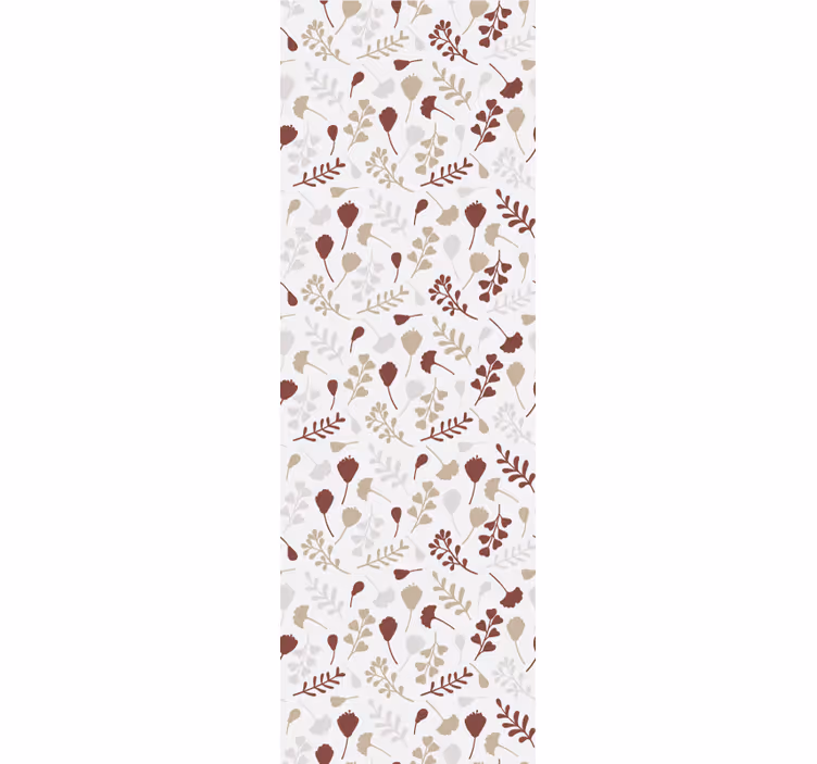 Vinröda och beige blad blommatapeter - Tenstickers