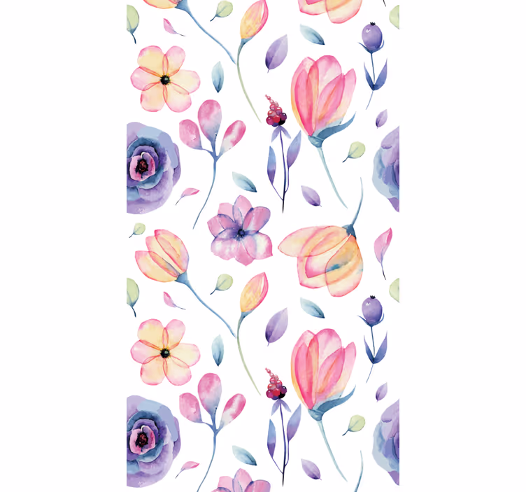 Blommig akvarell Tapet blommor - Tenstickers