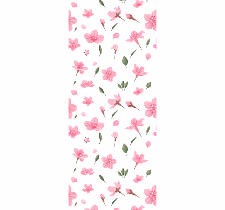 Rosa blommönster Tapet blommor - Tenstickers