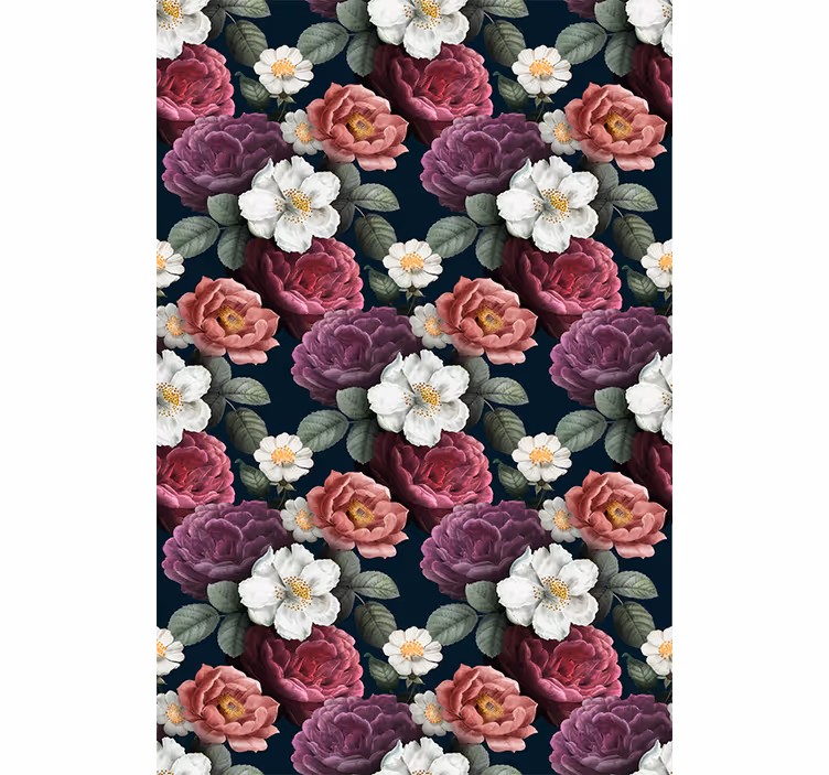 Blommande elegans Tapet blommor - Tenstickers