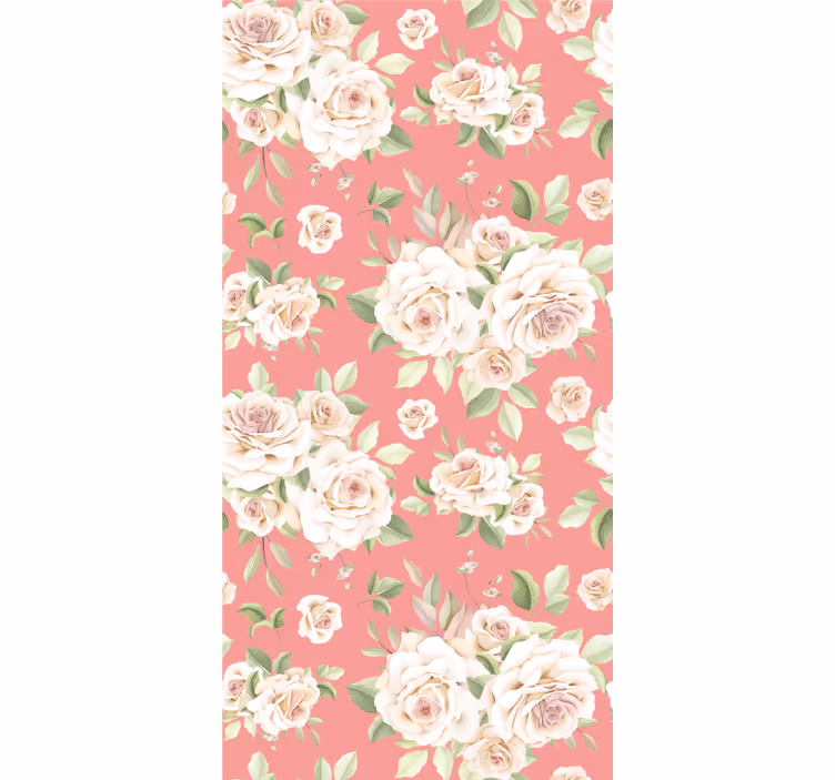 Blommigt rosmönster Tapet blommor - Tenstickers