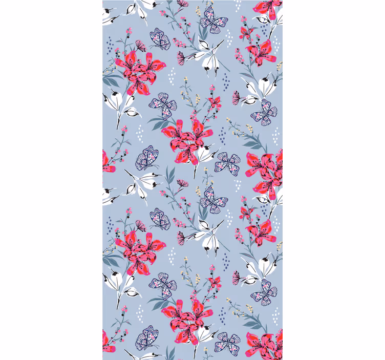 Blommig fjärilsdesign Tapet blommor - Tenstickers