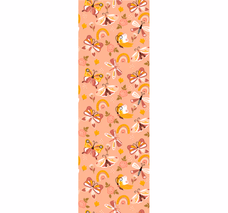 Fjärilsfloramönster Tapet fjärilar - Tenstickers