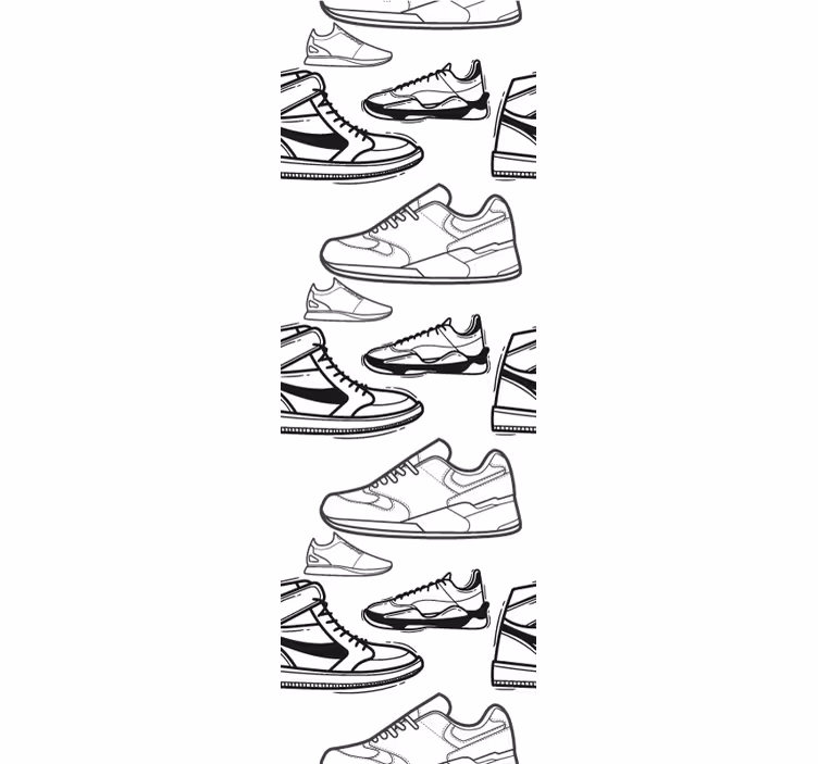 Svarta och vita retro sneakers stil tapeter - Tenstickers