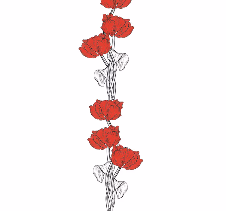 Röda blommiga remsor Tapet blommor - Tenstickers
