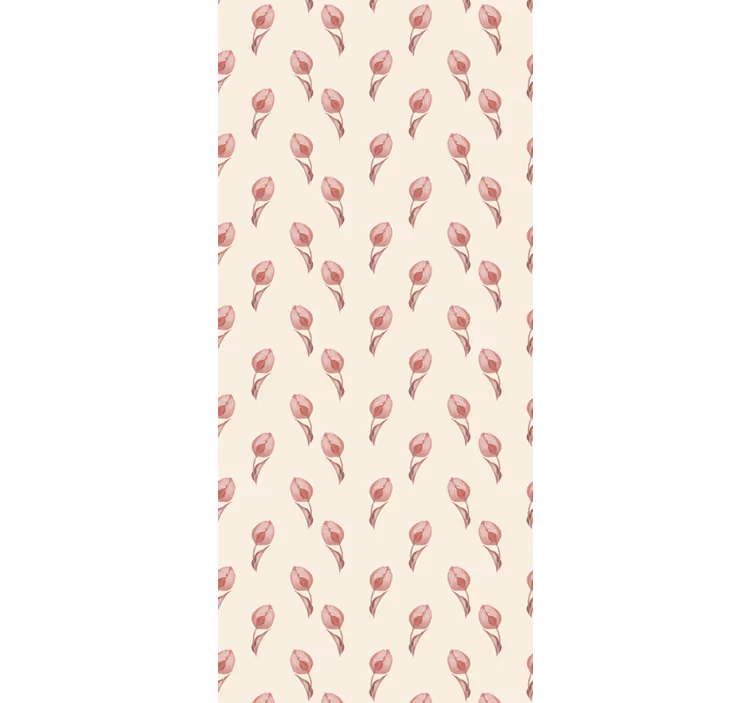 Små rosa tulpaner mönster blomma tapeter - Tenstickers