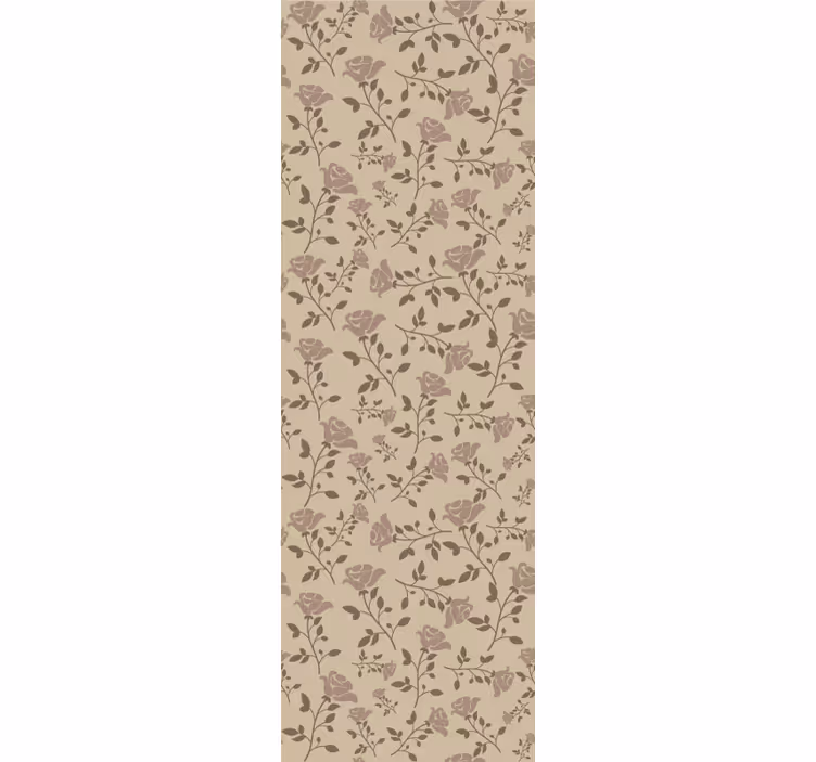 Brun vintage rosmönster blomtapeter - Tenstickers