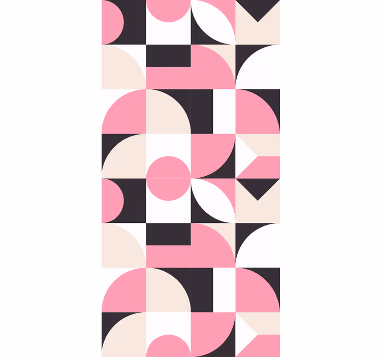 Modernt rosa och svart mönster tapet geometriska former - Tenstickers