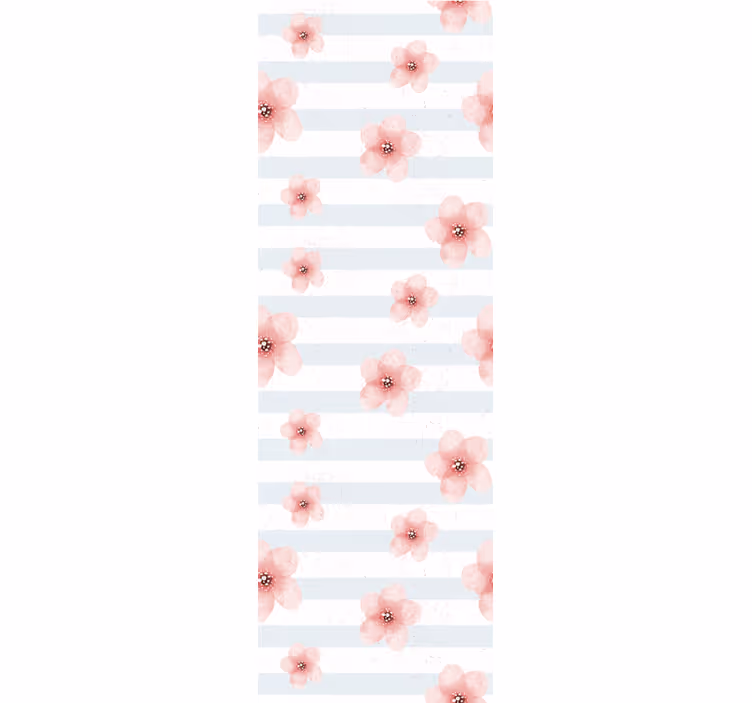 Rosa blommiga ränder Tapet blommor - Tenstickers