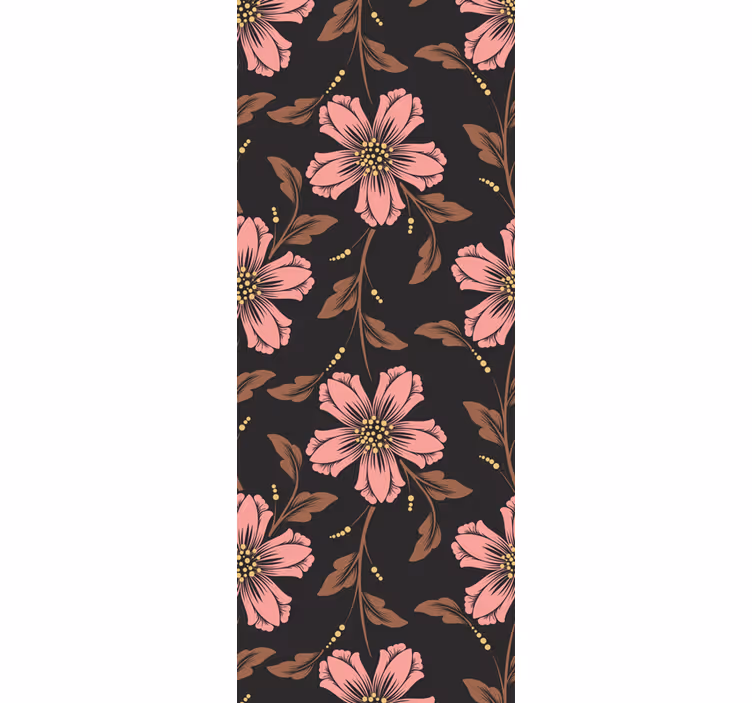 Rosa blommor med grenar tapet - Tenstickers