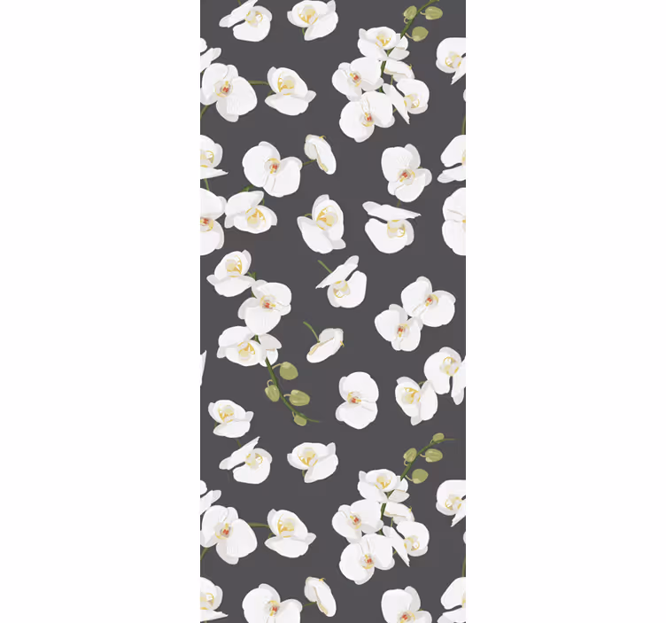 Vita orkidéer blommig tapet - Tenstickers