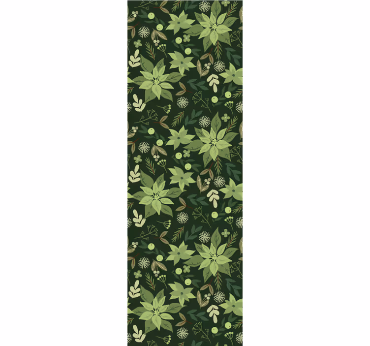 Gröna blommor juldekorationer tapeter - Tenstickers