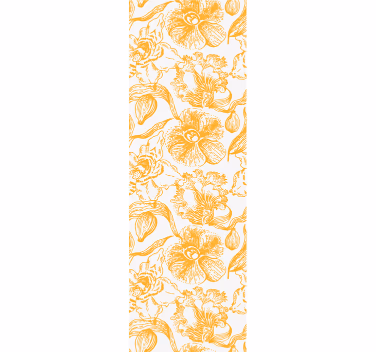Gul vintage mönster Tapet blommor - Tenstickers