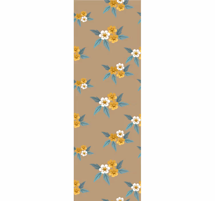 Vit och gul liten blomtapet - Tenstickers