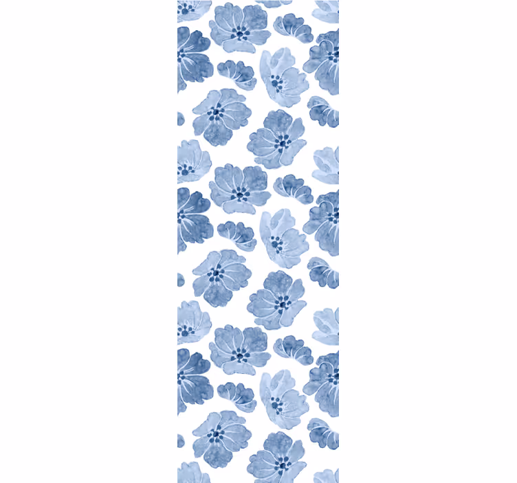 Blå akvarell blomma hall tapeter - Tenstickers