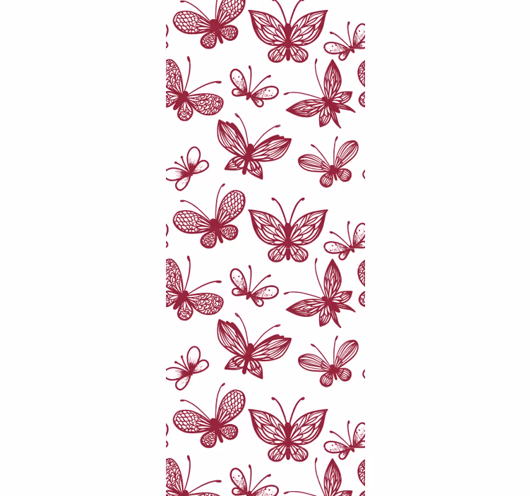 Tapet fjärilar rosa flygande mönster - Tenstickers