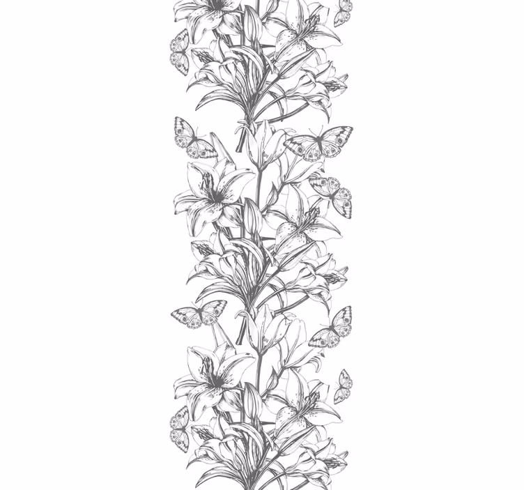 Fjärilar och liljor Tapet blommor - Tenstickers
