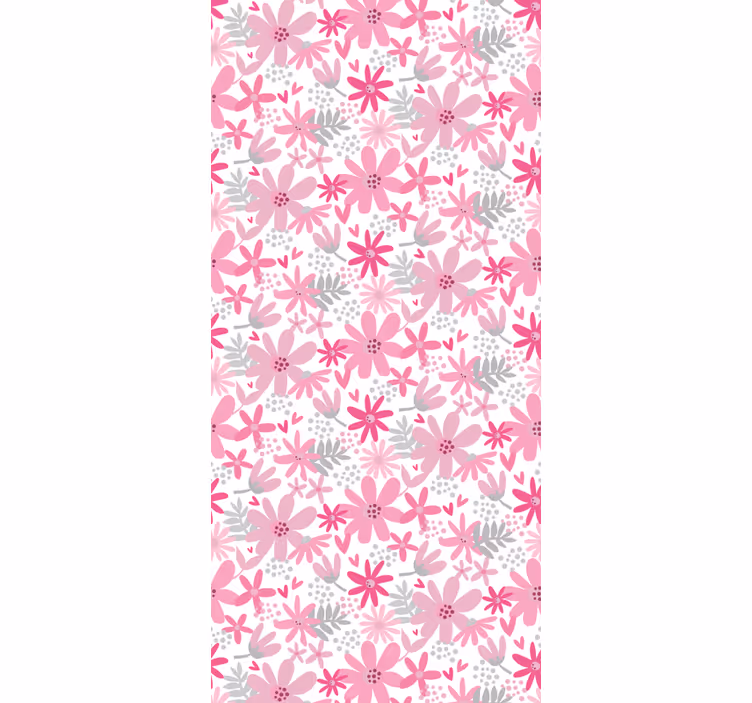 Tapet blommor rosa mönster - Tenstickers