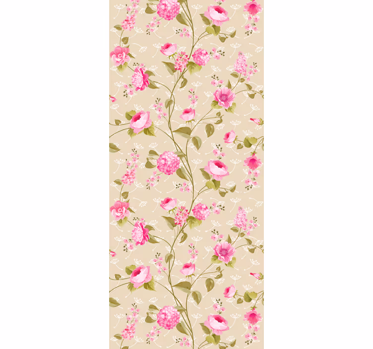 Beige rosor mönster Tapet blommor - Tenstickers