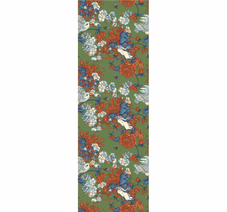 Tapet blommor fåglar bland blommor - Tenstickers