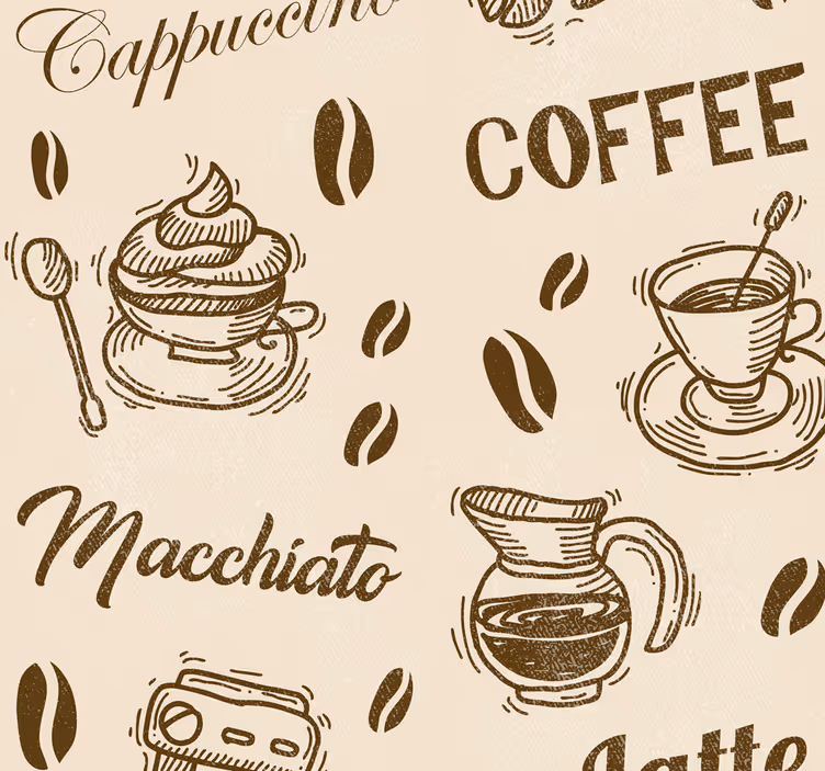 3d kaffe namn mönster bokstav tapeter - Tenstickers