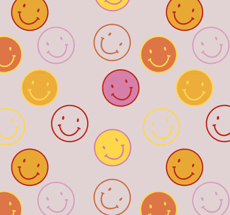 Rosa och gula tecknade smileys tapeter - Tenstickers