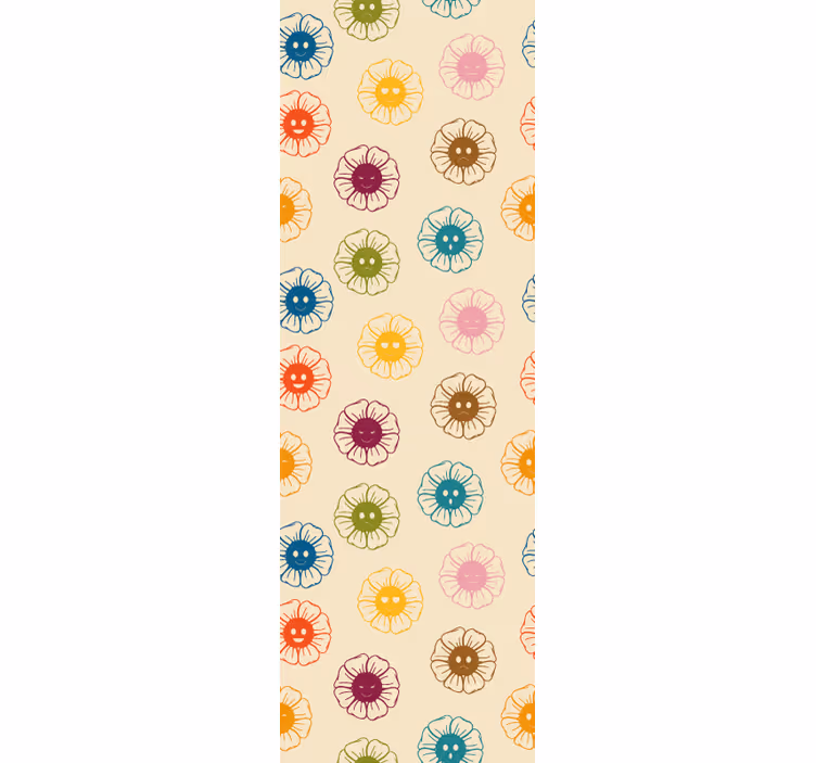 Tapet blommor glada blommönster - Tenstickers