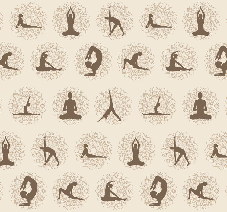 Bruna yogaikoner Beige tapet - Tenstickers