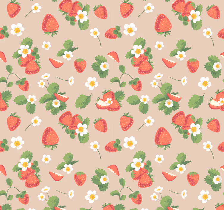 "Jordgubbar och blommor" tapet matsal - Tenstickers