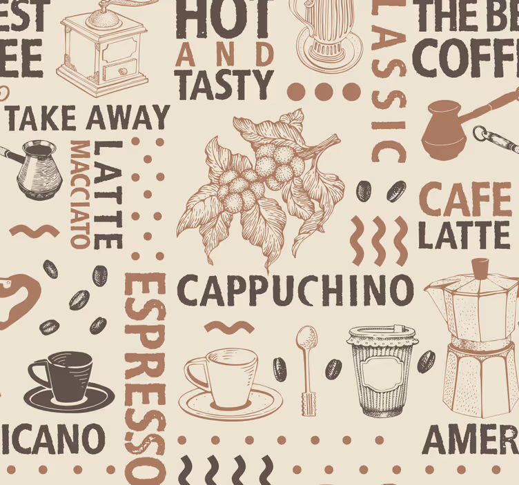 Kaffe mönster tapet matsal - Tenstickers