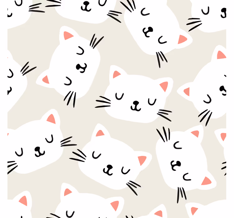Vit katt ansikte rita barn tapet - Tenstickers