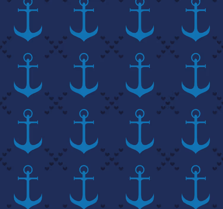 Marinblå ankare fondtapet vardagsrum - Tenstickers