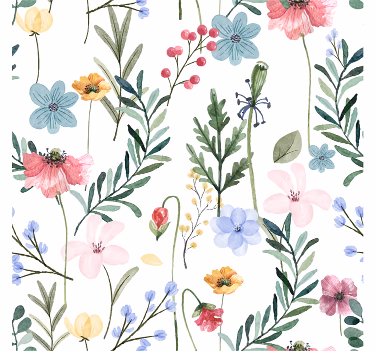 Blommor och växter fondtapet vardagsrum - Tenstickers