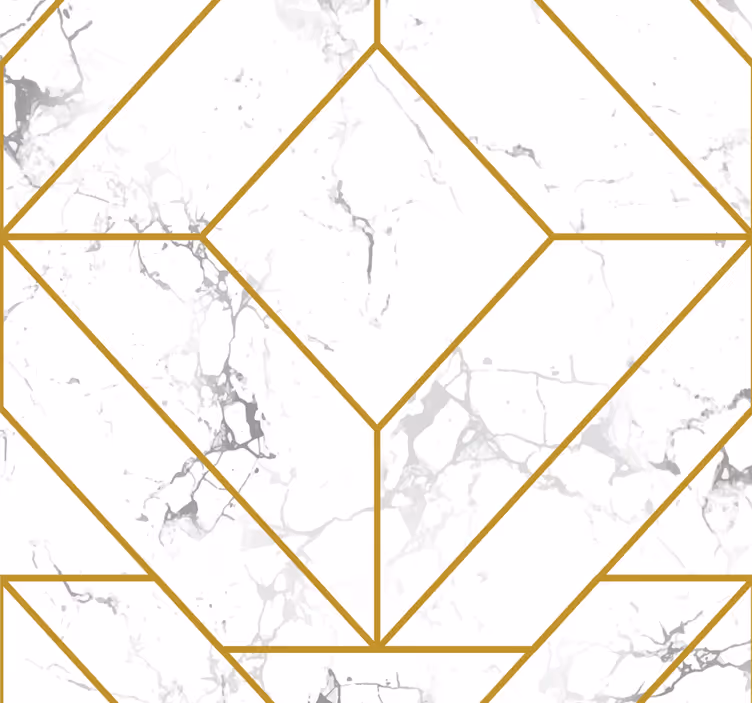 Guld och vitt geometriska fondtapet vardagsrum - Tenstickers