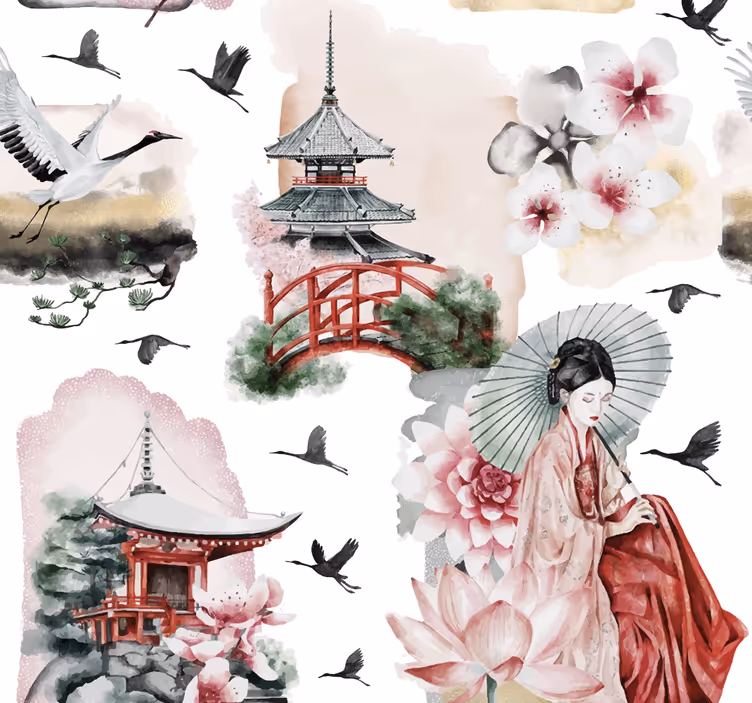 Japan tapet för sänggavel - Tenstickers