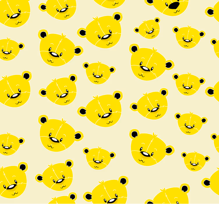 Söta björnar mönster Gula tapet - Tenstickers