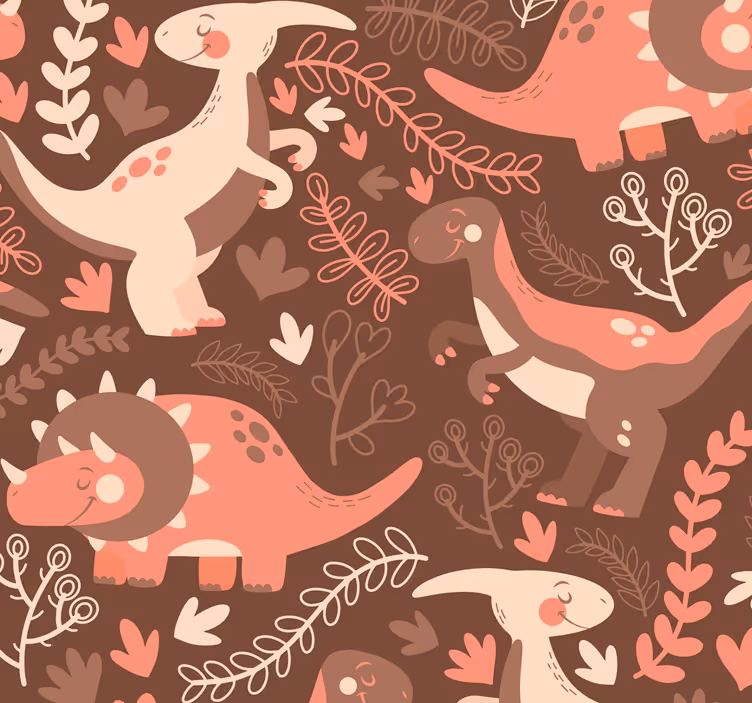 Lekfullt dinosauriemönster dinosaurie tapet - Tenstickers