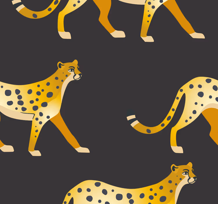Gyllene pantrar svart tapet - Tenstickers