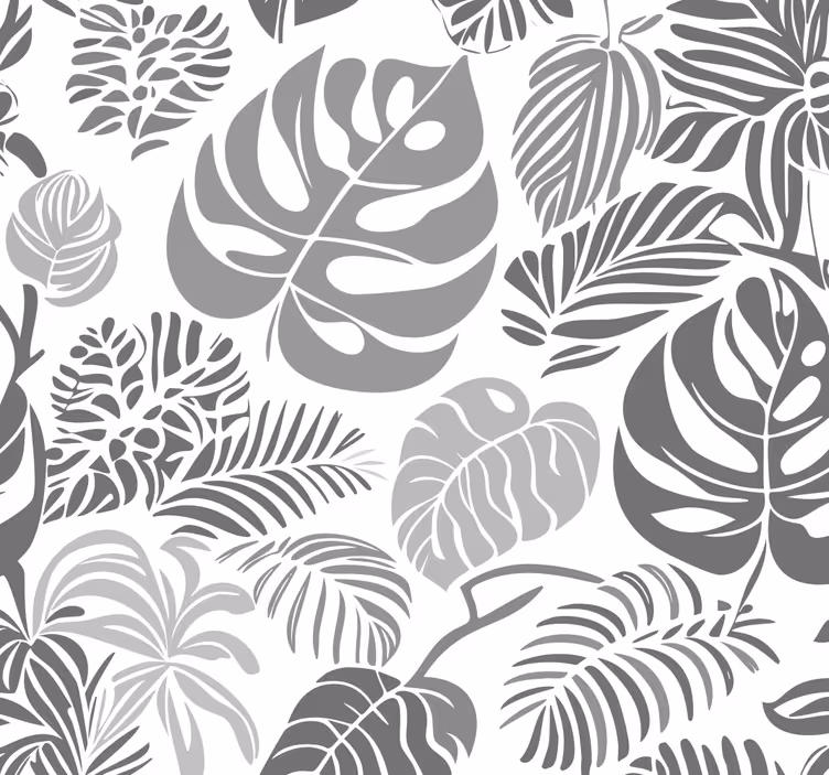 Monstera blad Grå tapet - Tenstickers
