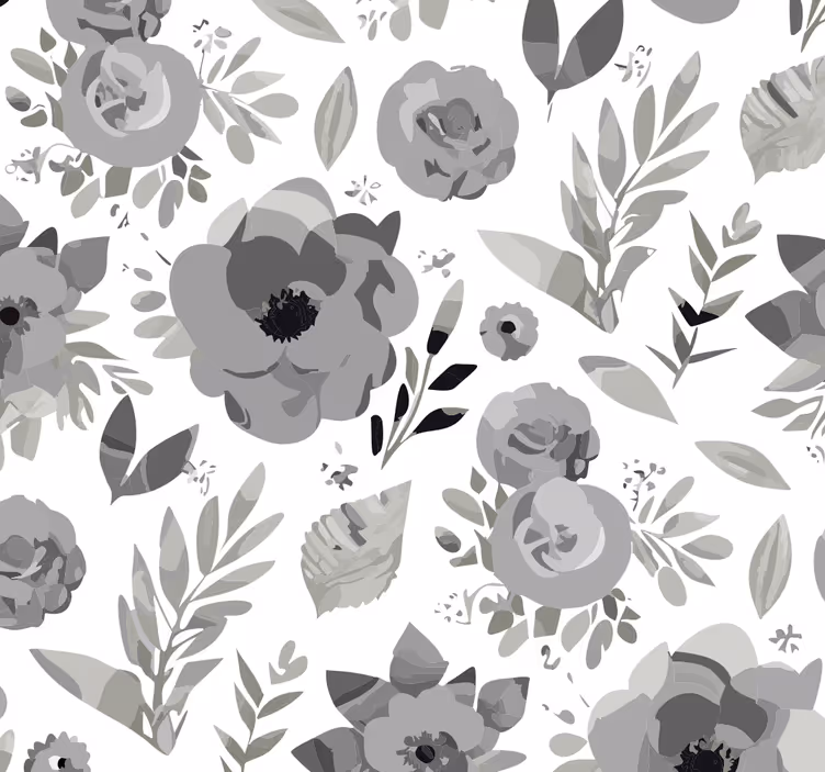 Aquarella blommor Grå tapet - Tenstickers