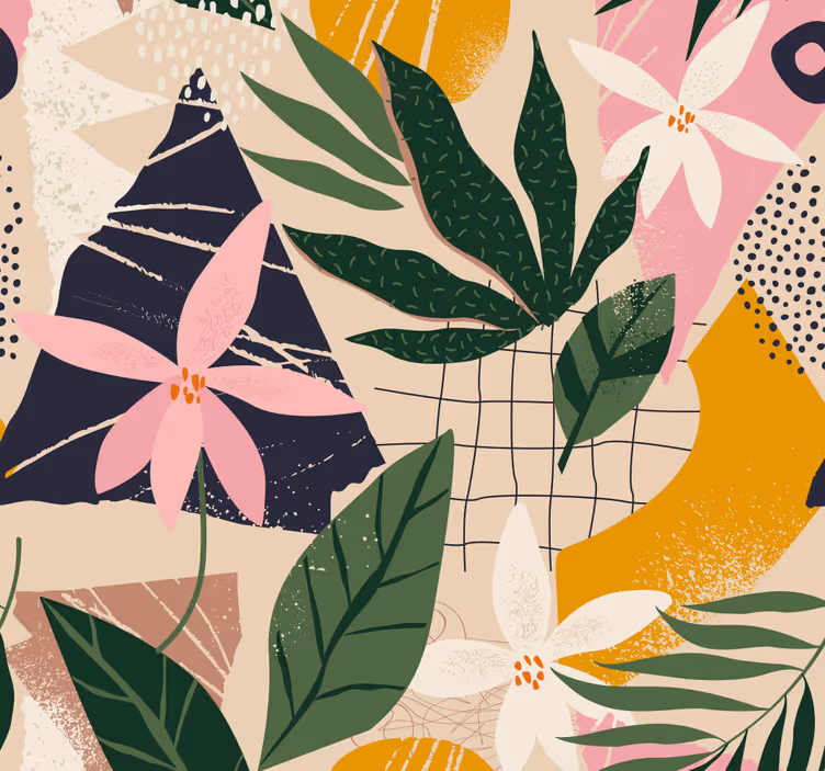 Tropisk flora mönster tapet natur - Tenstickers